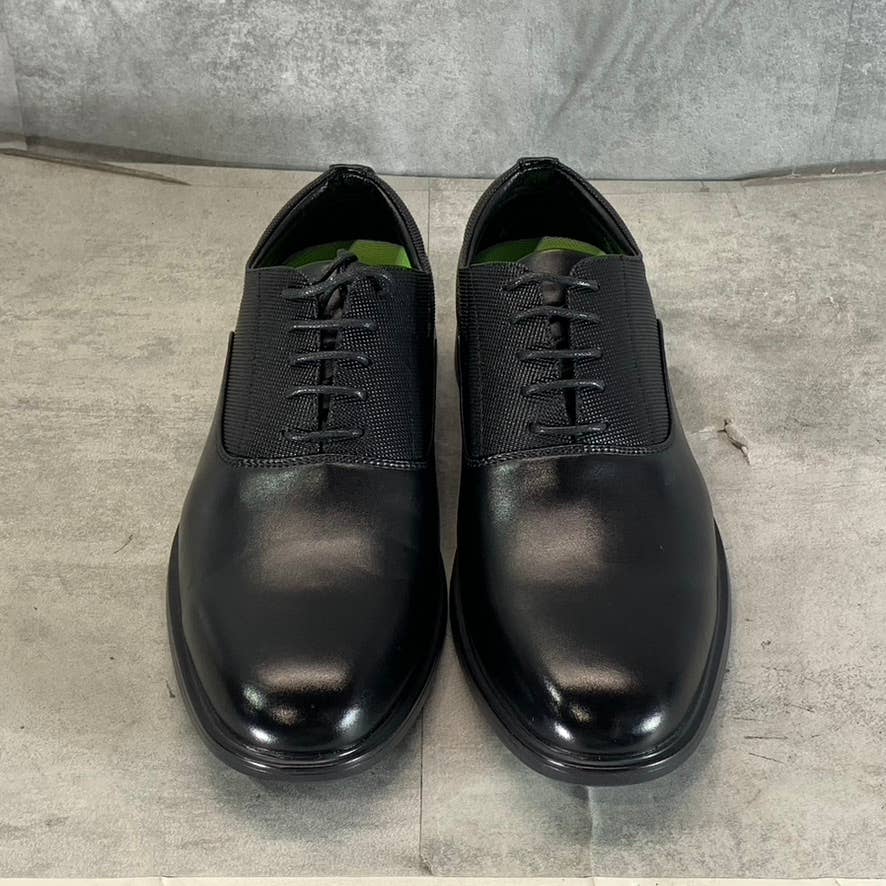 VANCE CO. Men's Black Faux Leather Vincent Plain Toe Lace-Up Oxfords SZ 8