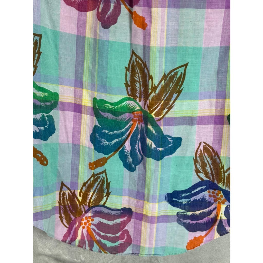 BILL BLASS Men's Multi Floral Button-Up Short Sleeve Shirt SZ M