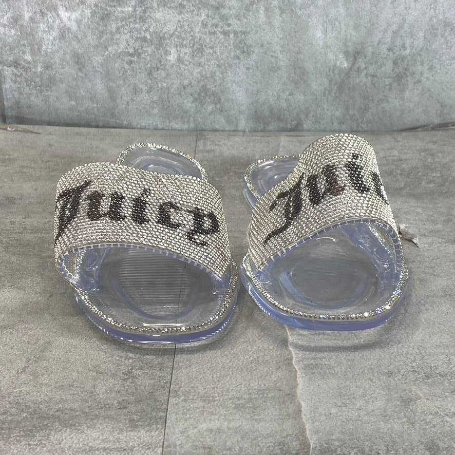 JUICY COUTURE Women's Clear Hylton Rhinestone Embellished Slide Jelly Sandal SZ7
