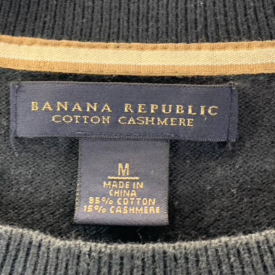 BANANA REPUBLIC Men's Deep Black Cotton Cashmere Crewneck Pullover Sweater SZ M