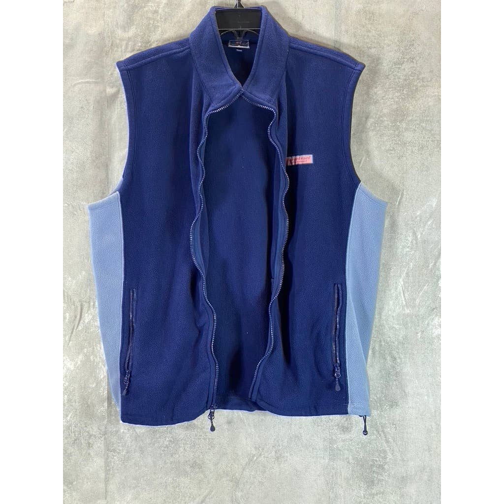 VINEYARD VINES Men's Blue Fleece Shep Full-Zip Vest SZ M