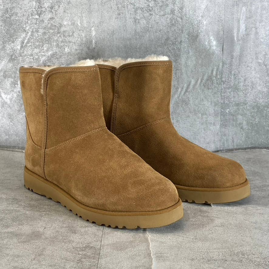 UGG Women's Cognac Suede Cory II Round-Toe Pull-On Wedge Winter Boots SZ 7.5