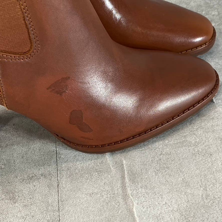LAUREN RALPH LAUREN Women's Cognac Leather Mylah Almond-Toe Boots SZ 7.5