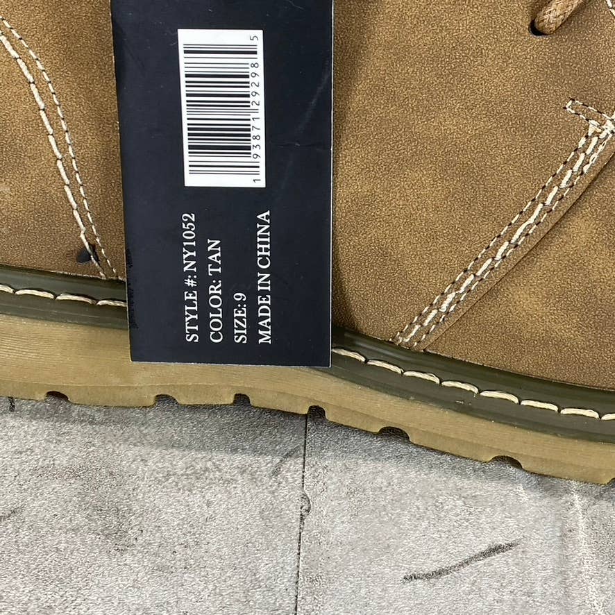 NEW YORK & COMPANY Men's Tan Faux-Leather Dooley Lace-Up Ankle Boots SZ 9