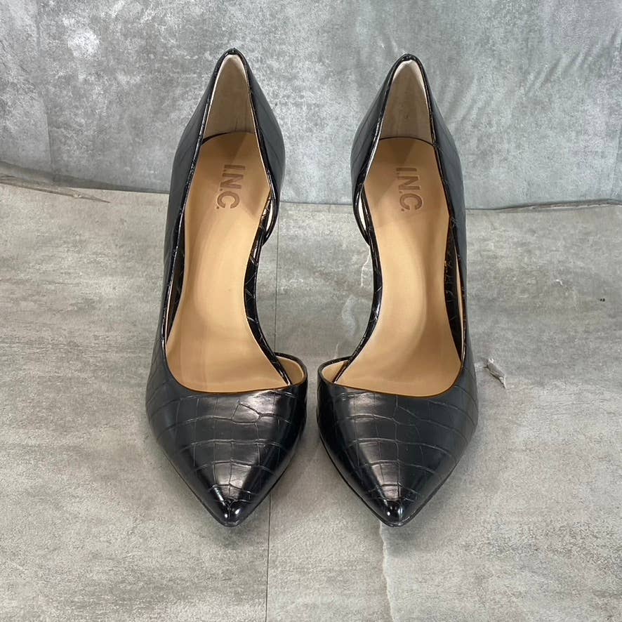 INC INTERNATIONAL CONCEPTS Women's Black Croc Pointed-Toe D'Orsay Pumps SZ 10