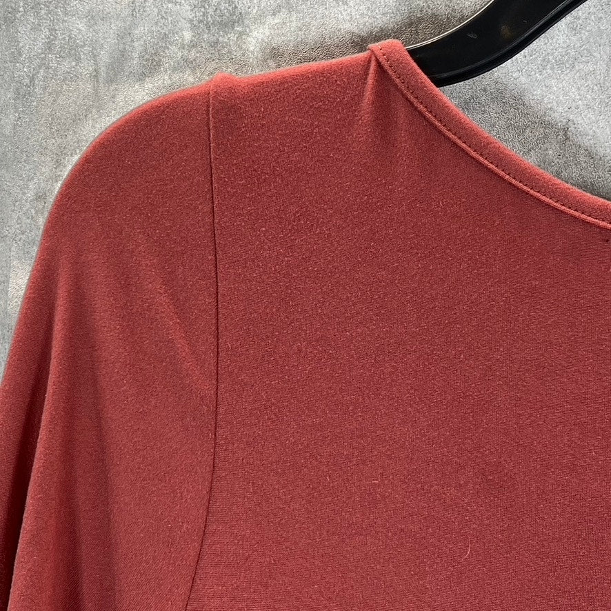 24SEVEN Comfort Apparel Woman's Brick Crewneck Long-Sleeve Pocket Dress SZ XL