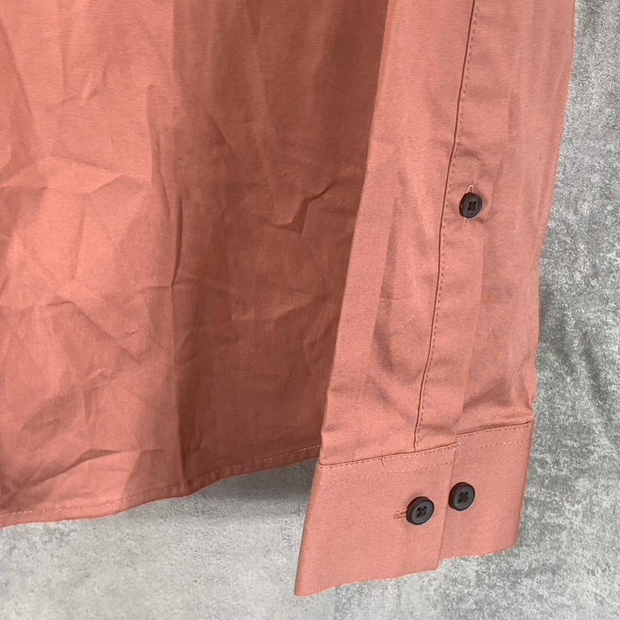 ASOS Men's Long Rust Button-Up Long-Sleeve Shirt SZ S