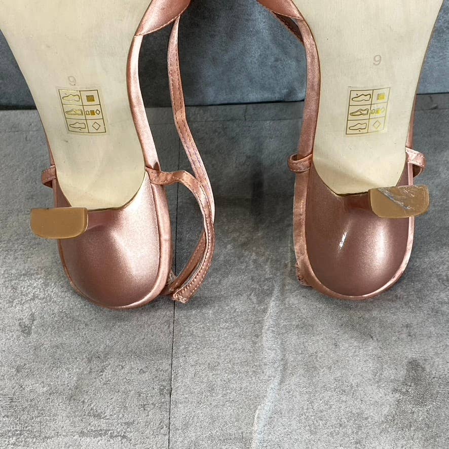 JEFFREY CAMPBELL Women's Natural Satin Take A Bow Square-Toe Slingback Sandals