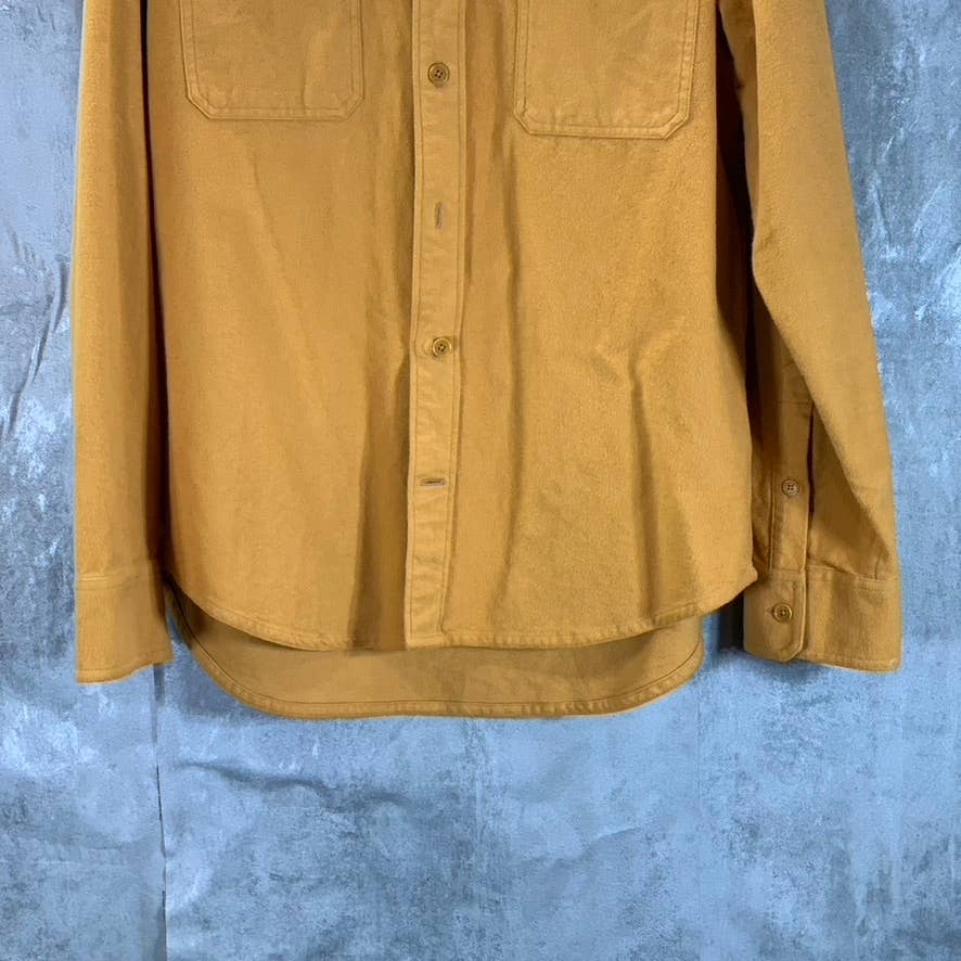 UNITED BY BLUE Men's Camel Solid Button-Up Flannel Long-Sleeve Shirt SZ L