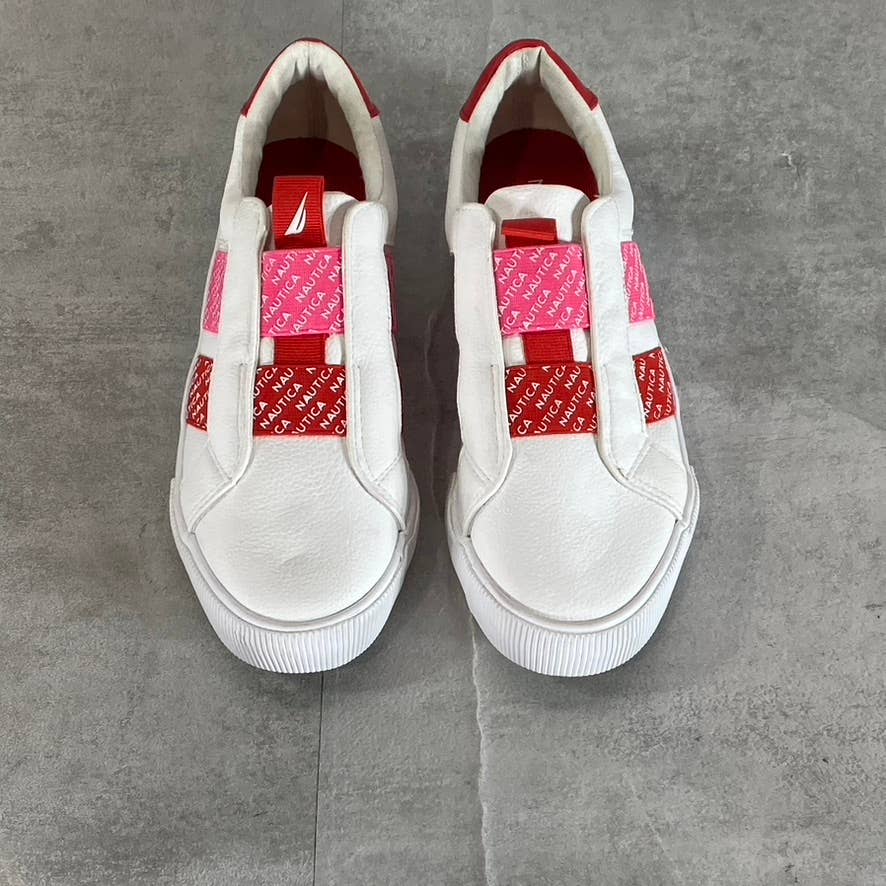 NAUTICA Women's White/Red/Pink Marita Round-Toe Slip-On Sneakers SZ 6