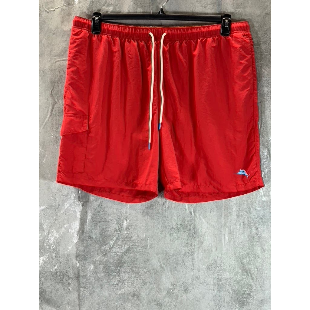 TOMMY HILFIGER Men's Ribbon Red Naples Coast Pull-On Swimtrunks SZ 2XL