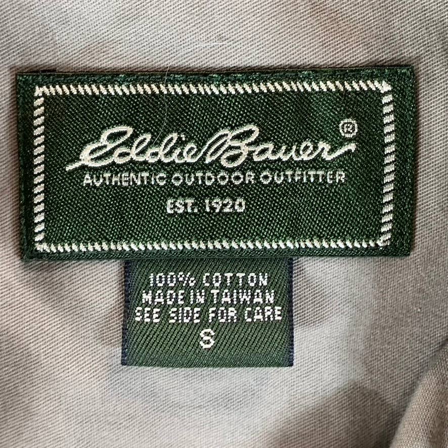 EDDIE BAUER Men's Brown Cotton Short-Sleeve Button-Up Shirt SZ S