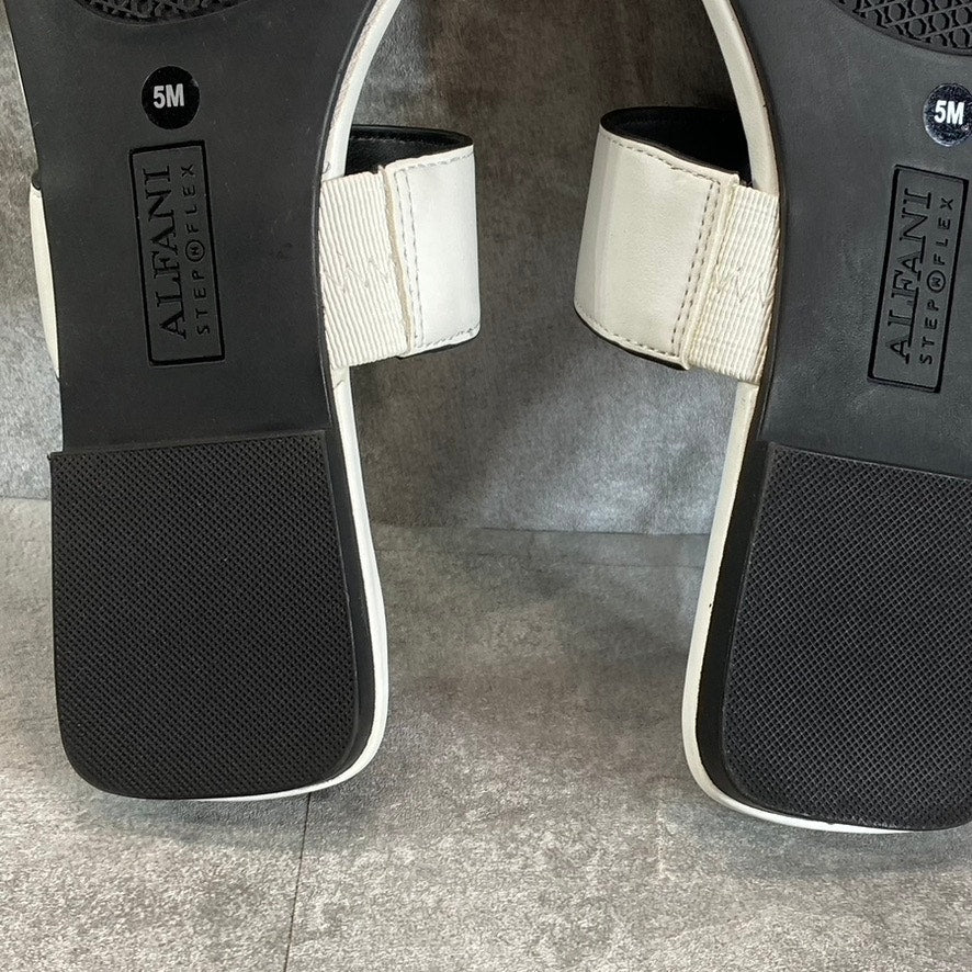 ALFANI Step N' Flex Women's White Baclinii Toe-Loop Cushioned Flat Slide Sandals