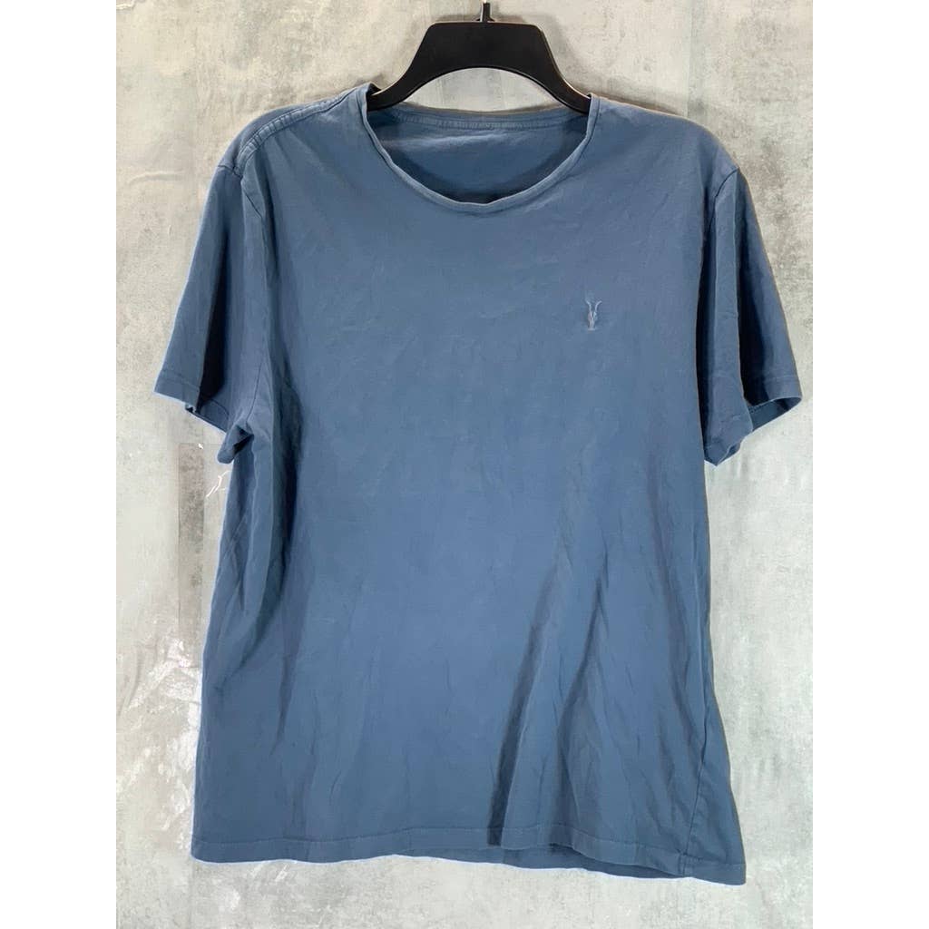 ALLSAINTS Men's Blue Brace Brushed Cotton Crewneck Short-Sleeve T-Shirt SZ L