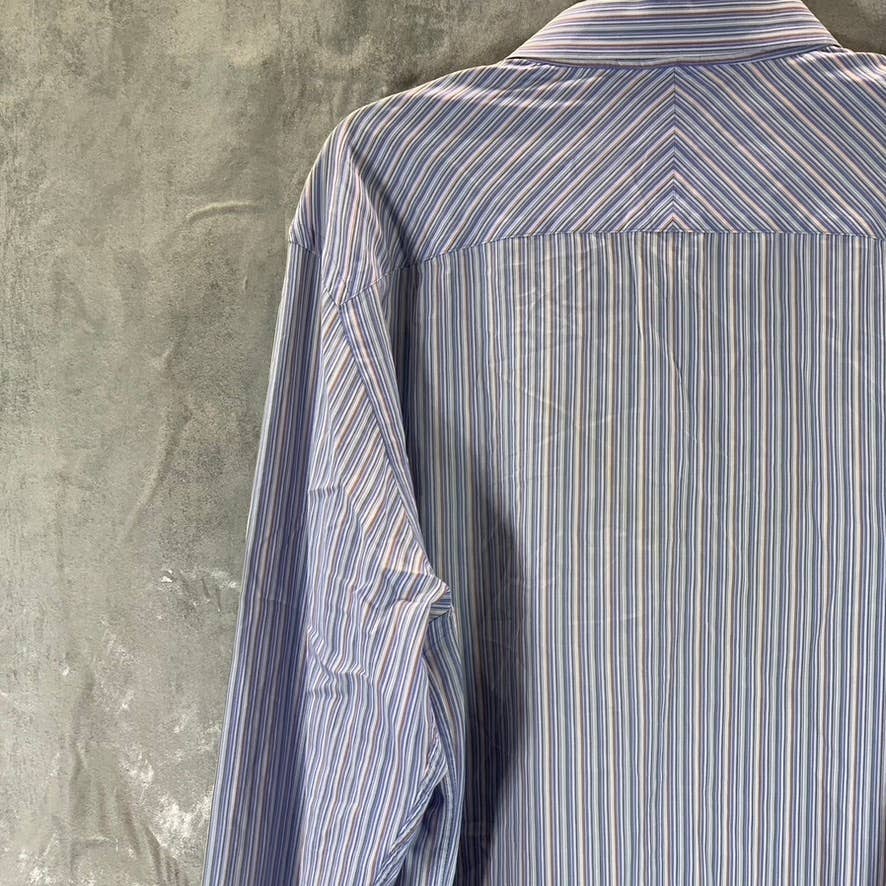 BANANA REPUBLIC Men's Light Blue Pinstripe Classic-Fit Button-Up Shirt SZ L