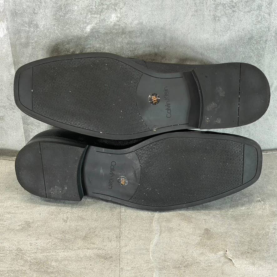 CALVIN KLEIN Men's Black Saffiano Leather Malcome Casual Slip-On Loafers SZ 12