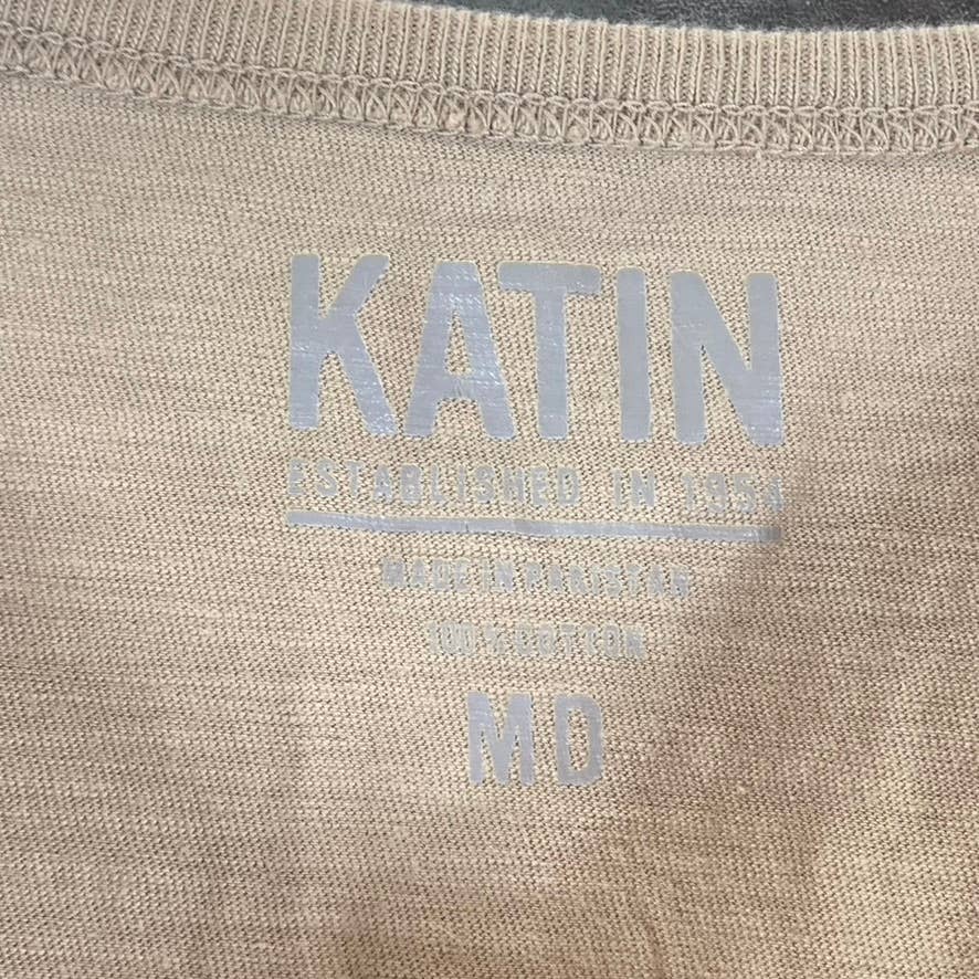 KATIN USA Men's Tan Folk 2-Button Henley Short-Sleeve Shirt SZ M