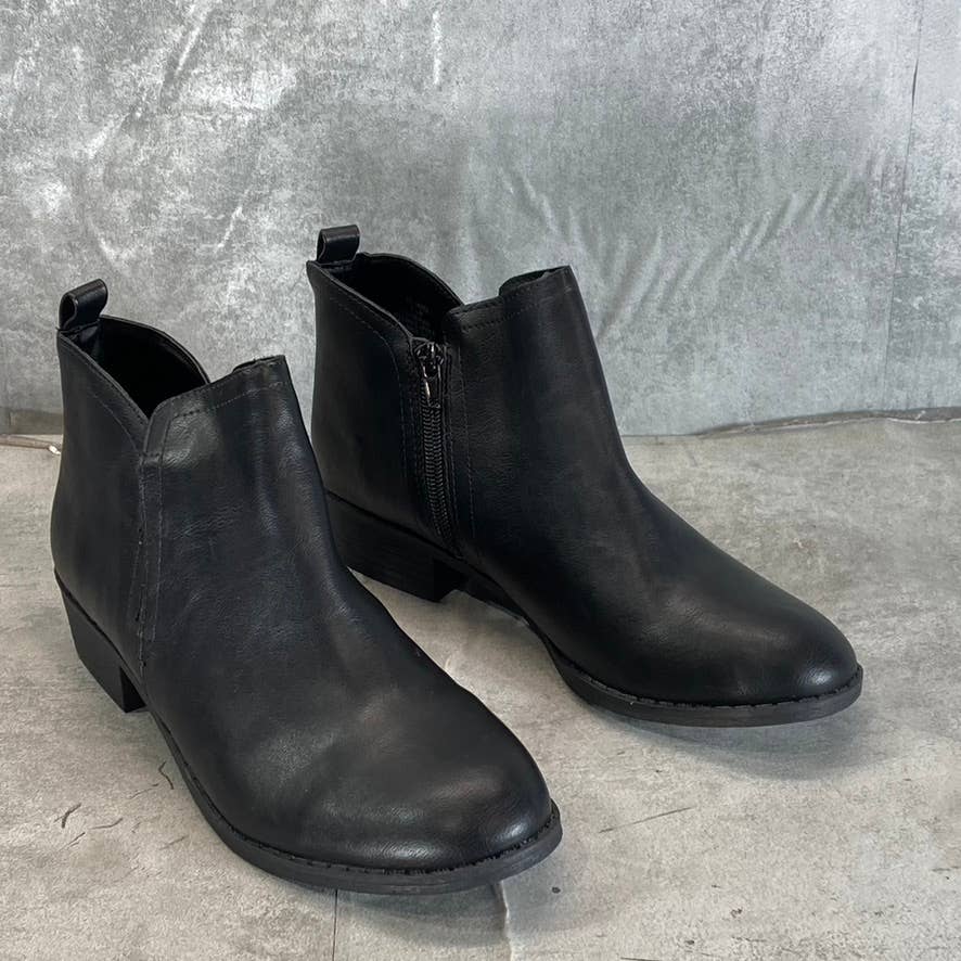 SUN+STONE Women's Black Cadee Memory Foam Slip-On Block Heel Ankle Booties SZ8.5