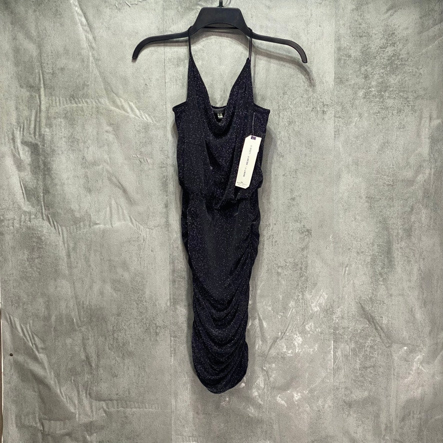ALMOST FAMOUS Junior's Black Metallic Cowelneck Bodycon Pullover Mini Dress SZ XS (00-1/2)
