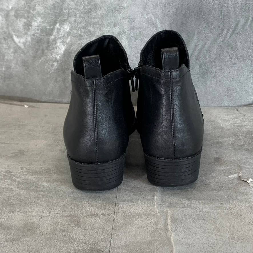 SUN+STONE Women's Black Cadee Memory Foam Slip-On Block Heel Ankle Booties SZ 7