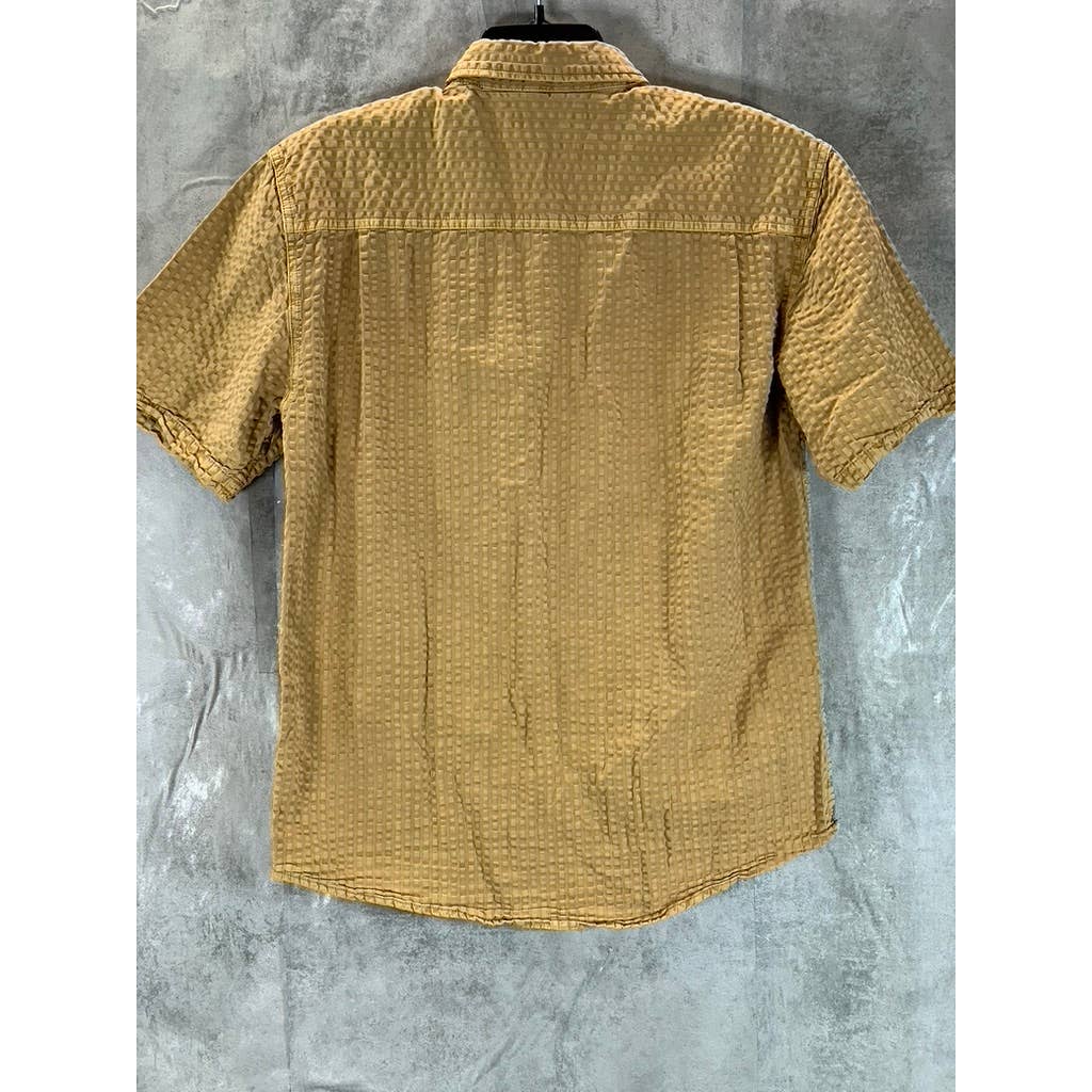 URBAN OUTFITTERS Men's Tan Textured Button-Up Short-Sleeve Shirt SZ S