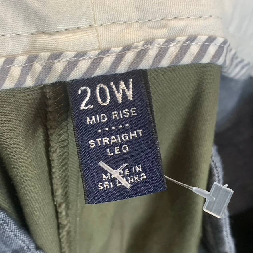 LANDS' END Women's Plus Size Olive Mid-Rise Straight-Leg Pants SZ 20W