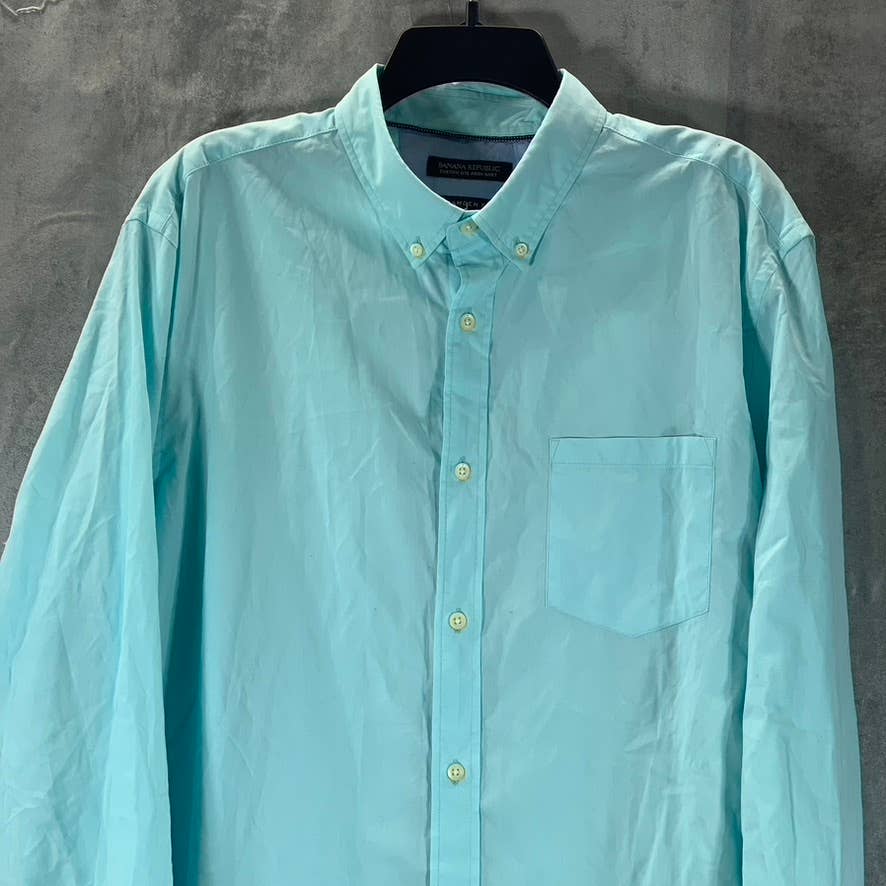 BANANA REPUBLIC Men's Light Blue Candem-Fit Custom 078 Wash Button-Up Shirt SZXL