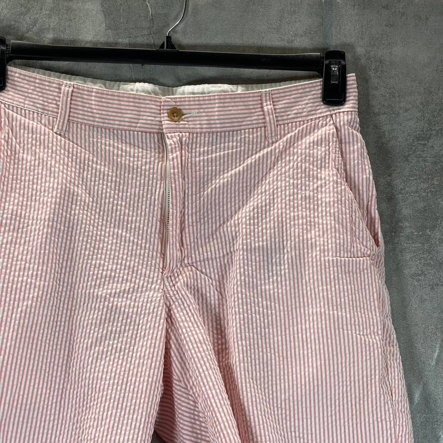 BILLS KHAKIS Men's Red Pinstripe Seersucker Cotton Classic-Fit Parker Short SZ33