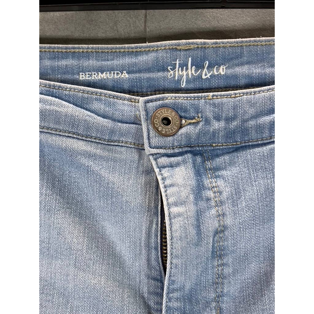 STYLE & CO Women's Plus Size Mesa Wash Mid-Rise Roll-Cuff Bermuda Shorts SZ 16W