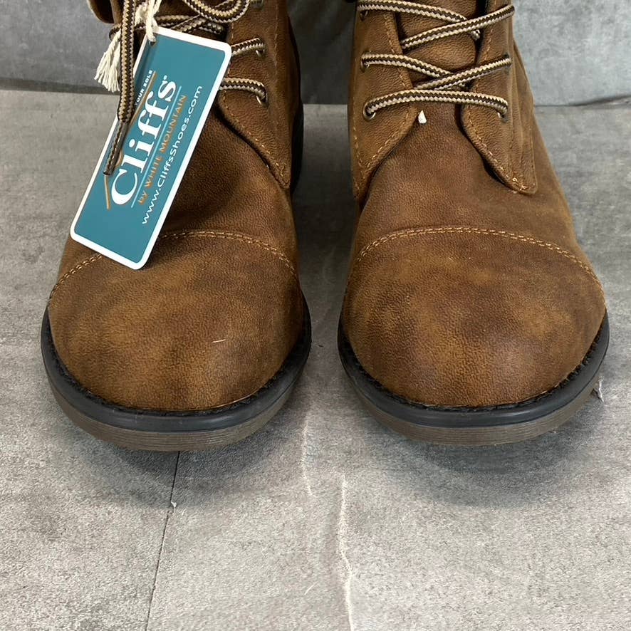 CLIFFS By White Mountain Tobacco Duena Faux-Fur Lace-Up Hiker Boots SZ 6.5
