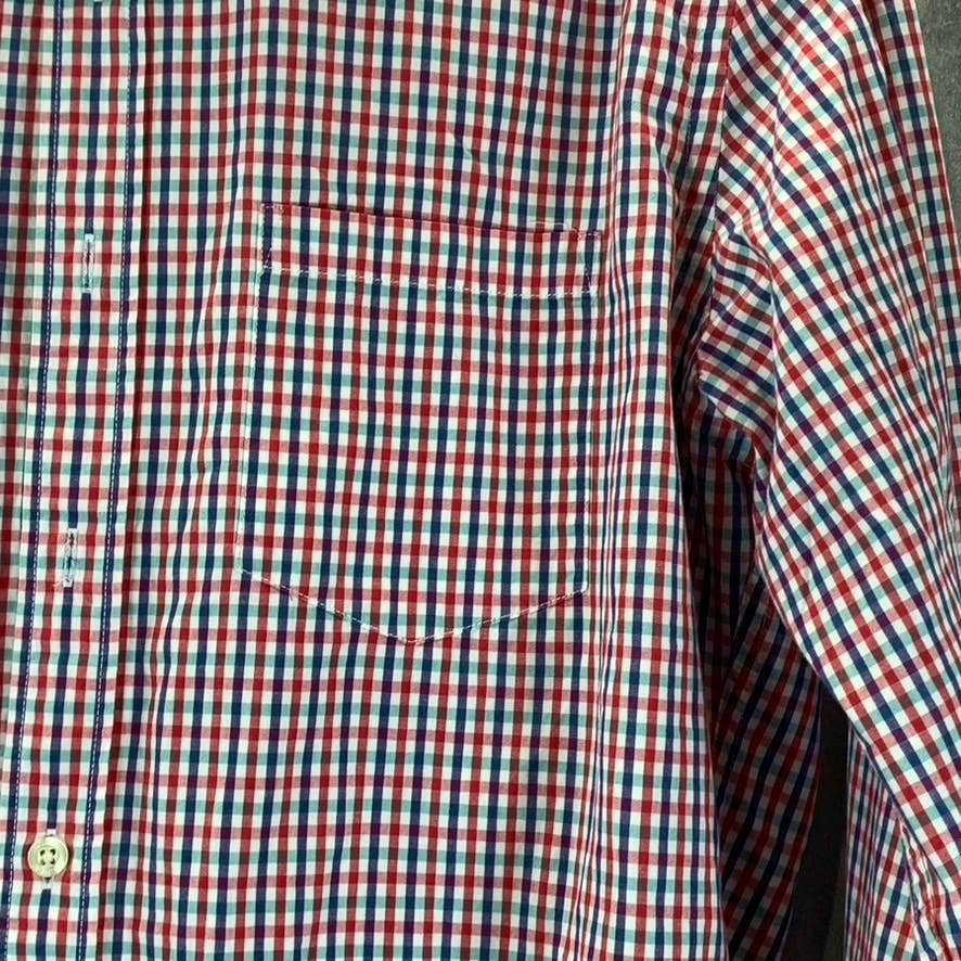J.CREW Men's Blue/Red Gingham Slim-Fit Lightweight Button-Up Shirt SZ L
