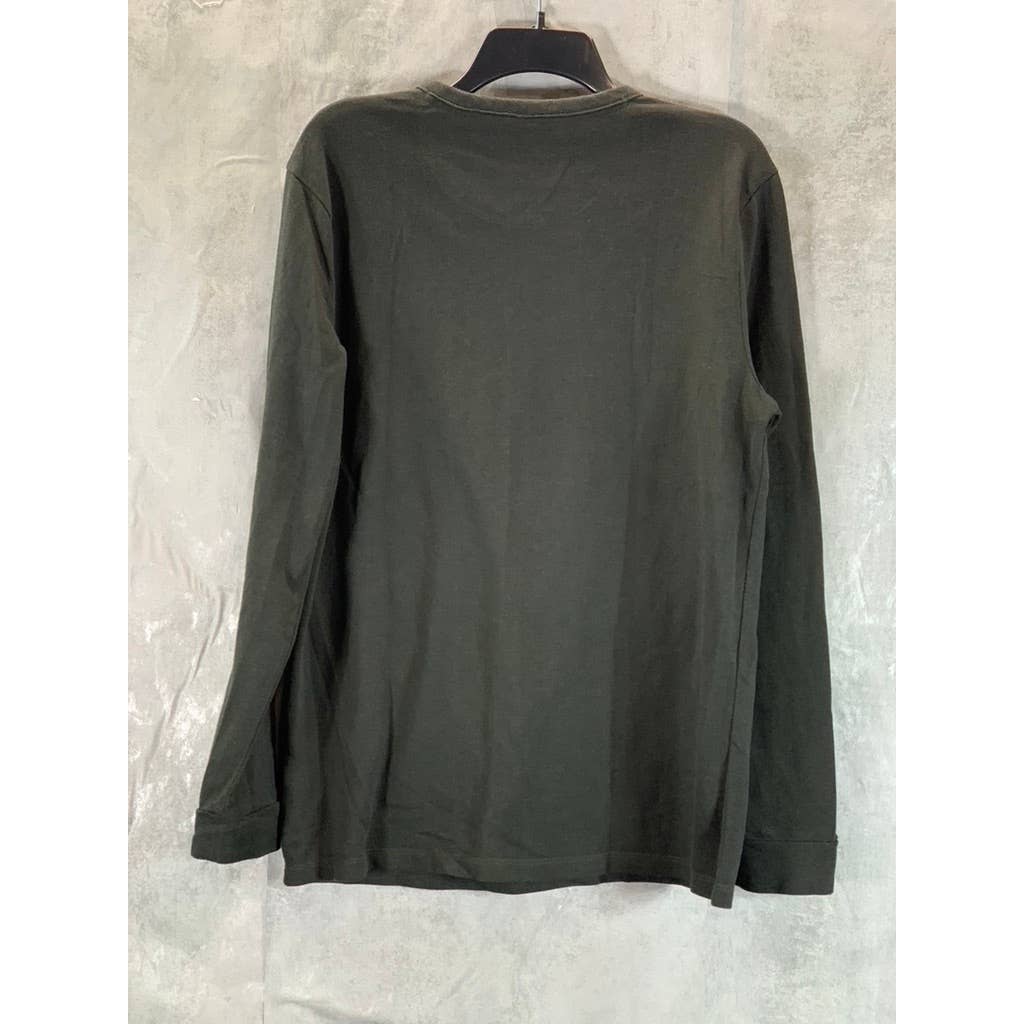 MARC ANTHONY Men's Black Slim-Fit French Terry Crewneck Long-Sleeve Shirt SZ L