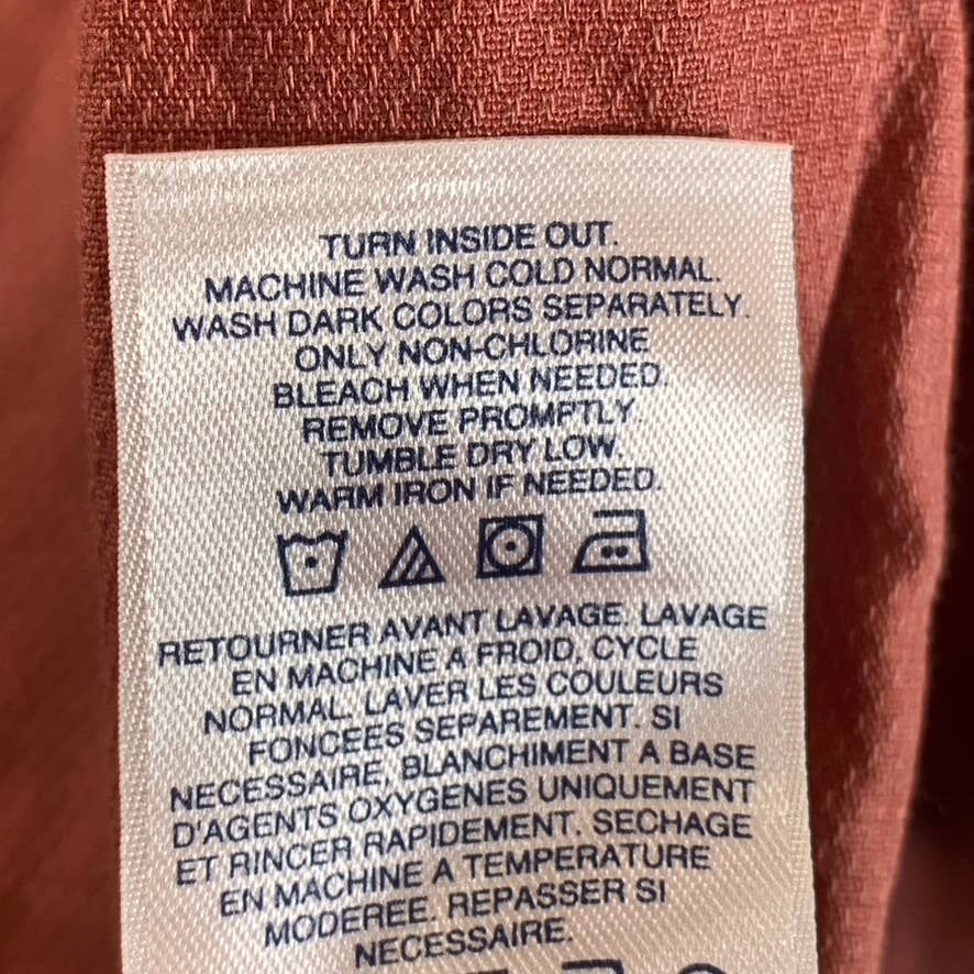LANDS' END Men's Rust Traditional-Fit Textured Camp Collar Long-Sleeve Shirt SZM