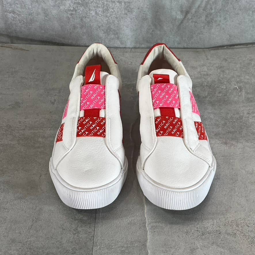 NAUTICA Women's White/Red/Pink Marita Round-Toe Slip-On Sneakers SZ 6