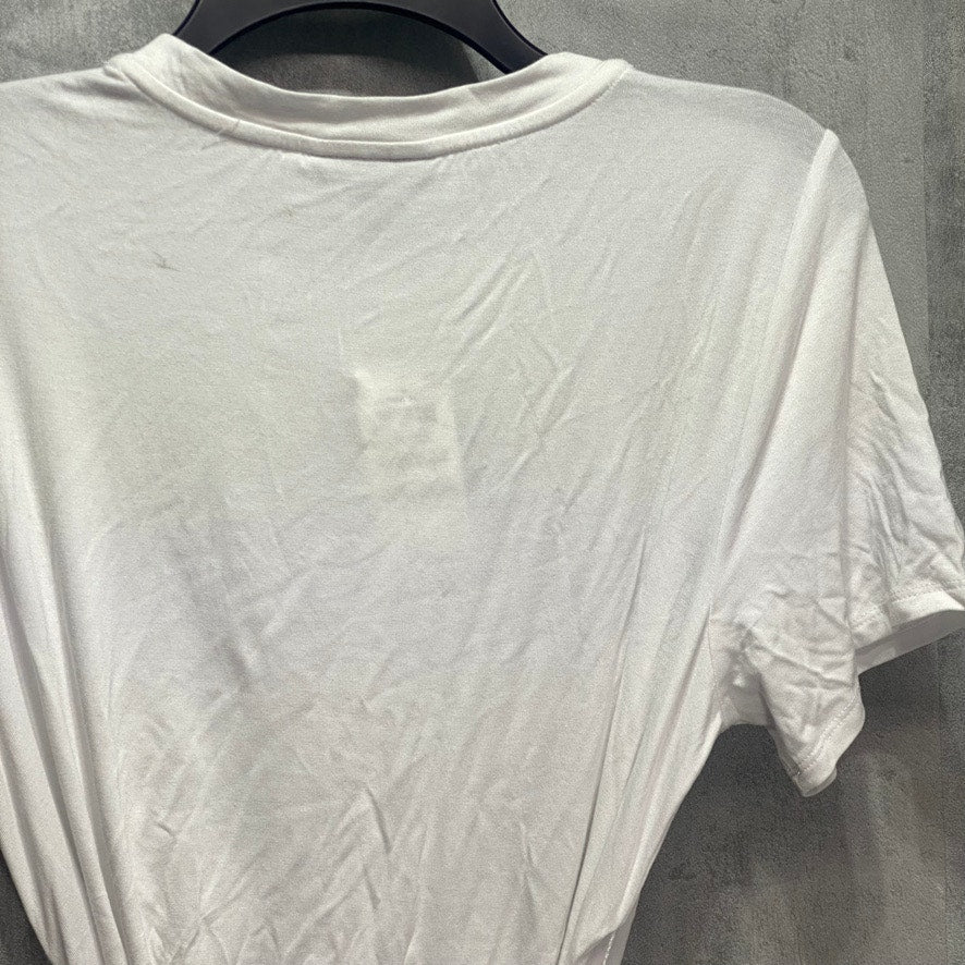ALFANI White Wrap-Front Short Sleeve Round Neck Top SZ M