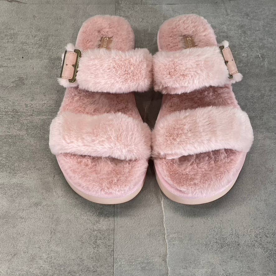 KOOLABURRA By UGG Women's Pale Blush Faux-Fur Furr-Ah Buckle Slide Slippers SZ 8