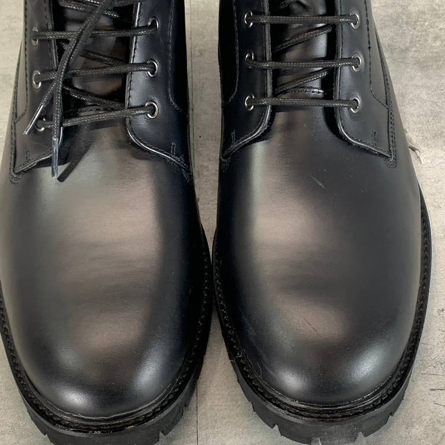 CALVIN KLEIN Men's Black Leather Cavin Lug-Sole Lace-Up Combat Boots SZ 13