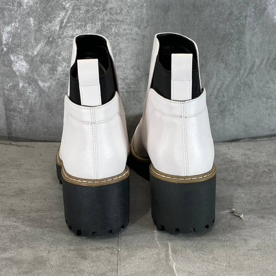 DV By Dolce Vita Women's White Faux-Leather Rielle Pull-On Platform Boots SZ 9