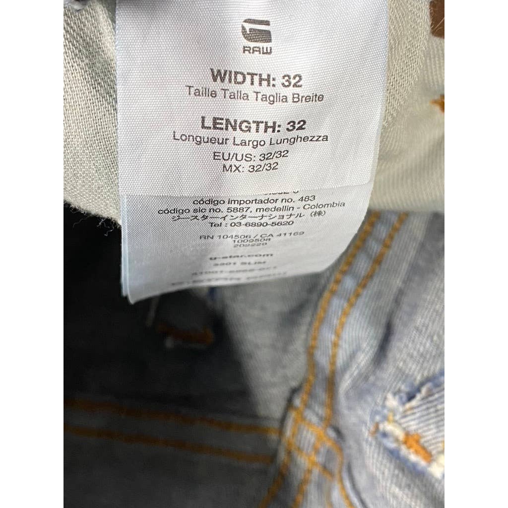 G-STAR RAW Men's Worn In Dusk Blue 3301 Slim-Fit Jeans SZ 32X32