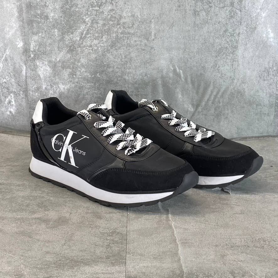 CALVIN KLIEN Women's Black Cayle Logo Casual Lace-Up Slip-On Sneakers SZ 8.5