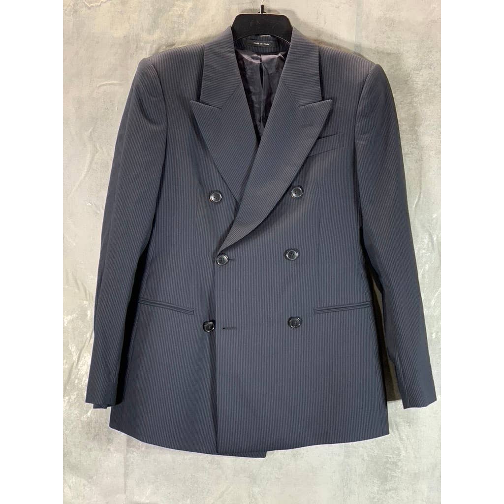 EMPORIO ARMANI Men's Navy Pinstripe Three-Button Double-Breast Blazer SZ 36