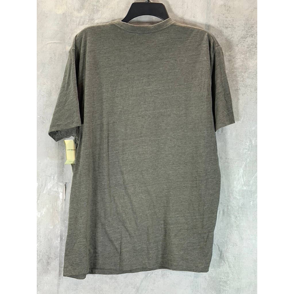 LUCKY BRAND Men's Gray Rock-N-Pocker Graphic Crewneck Short-Sleeve Shirt SZ XL