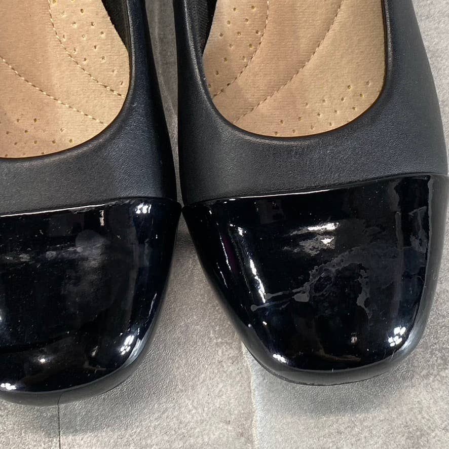 CLARKS COLLECTION Women's Black Combo Marilyn Sara Block-Heel Pumps SZ 5.5