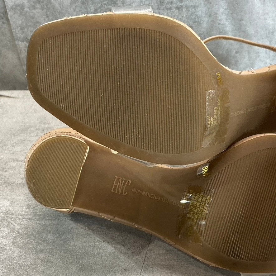 INC INTERNATIONAL CONCEPTS Women’s Nude Quilted Lexini Two-Piece Block-Heel Sandals SZ8