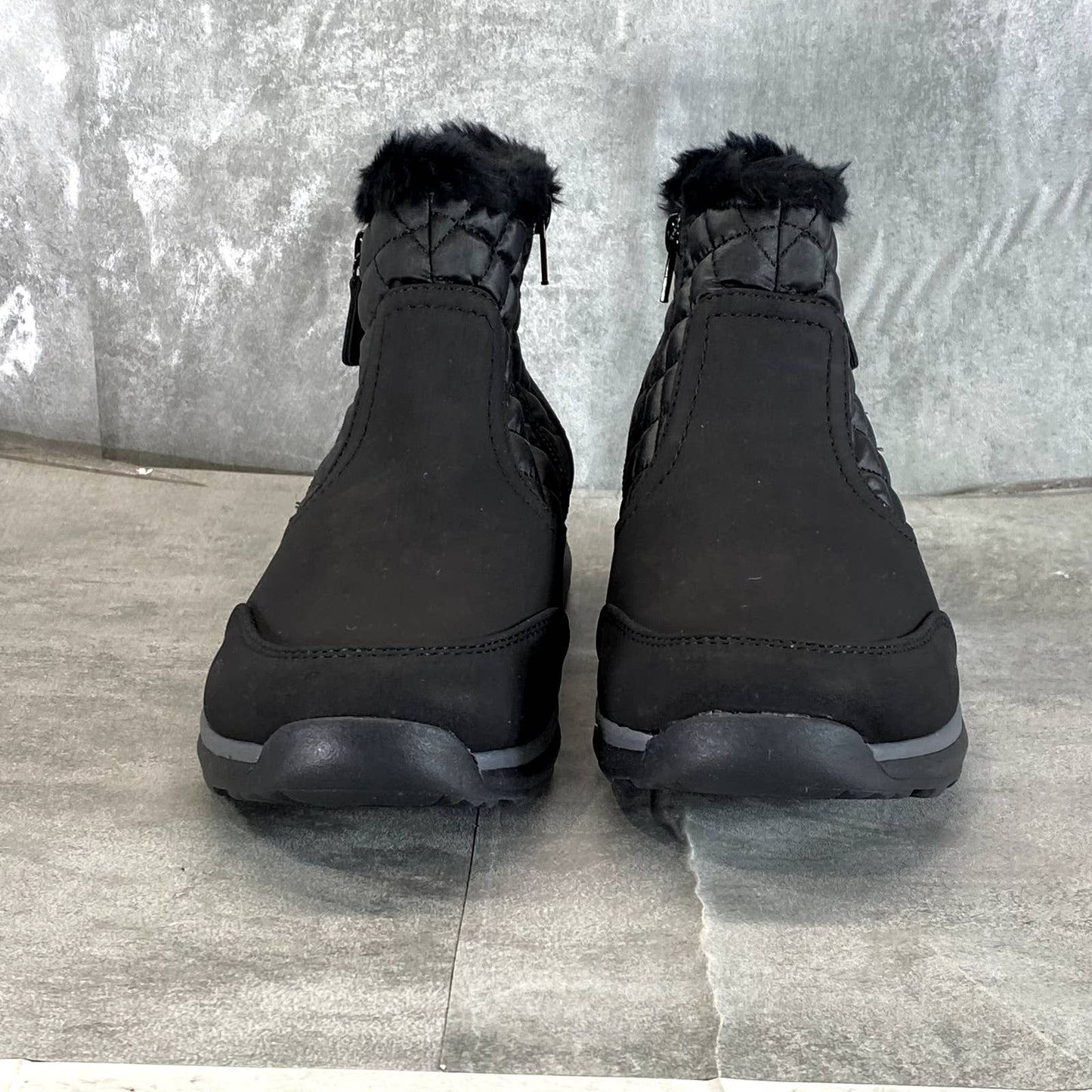BARETRAPS Women's Black Faux-Fur Yella Microfiber Side-Zip Ankle Boots SZ 9.5