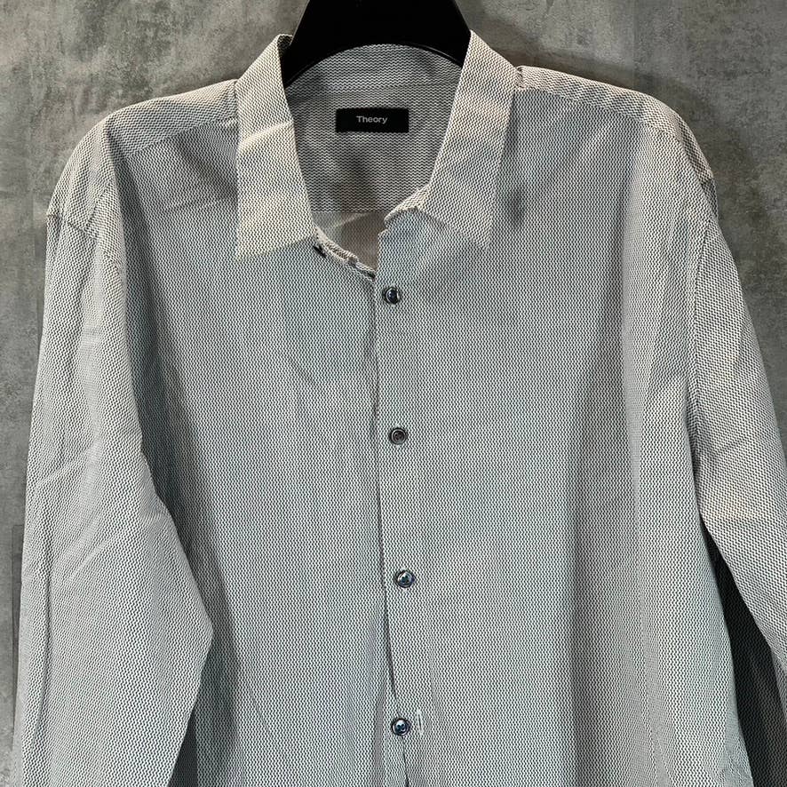 THEORY Men's Black/White Irving Tri Printed Button-Up Long Sleeve Shirt SZ 2XL