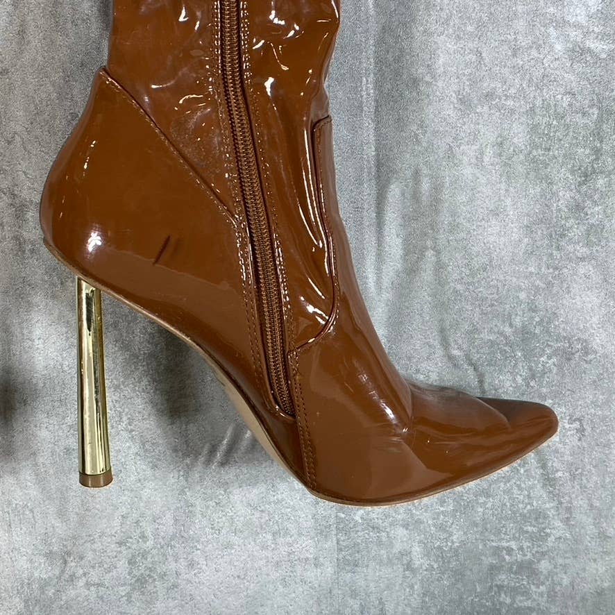 STEVE MADDEN Women's Cognac Vivee Over-The-Knee Pointed-Toe Heeled Boots SZ 8.5