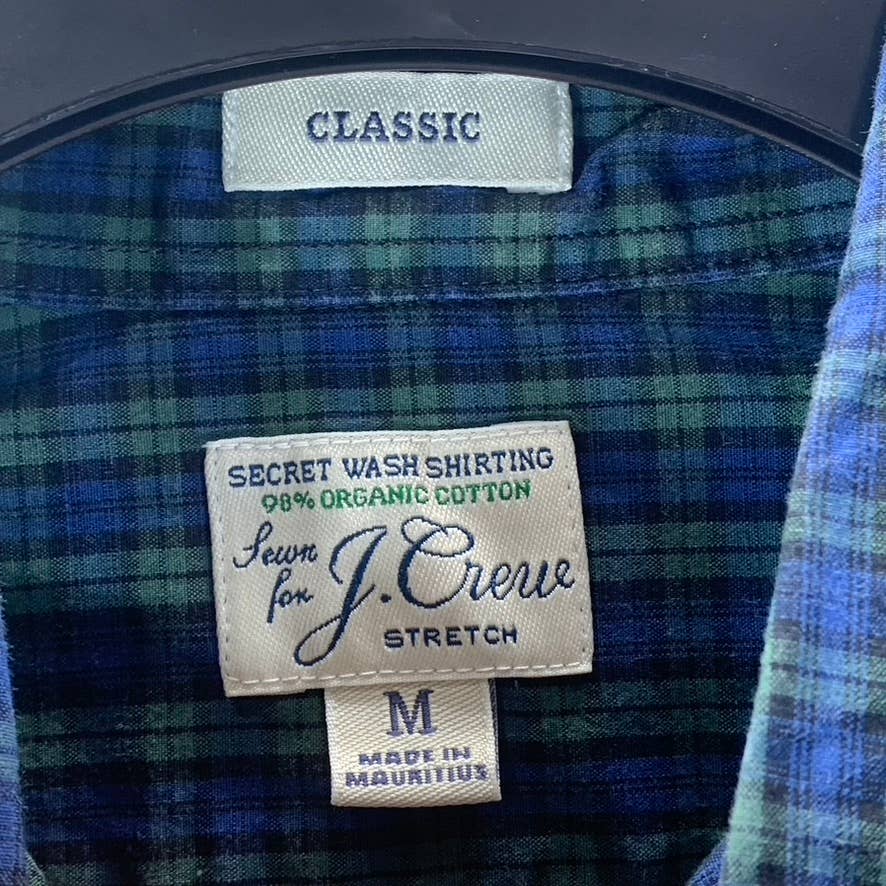 J.CREW Men's Green Secret Wash Cotton Button-Up Long-Sleeve Shirt SZ M