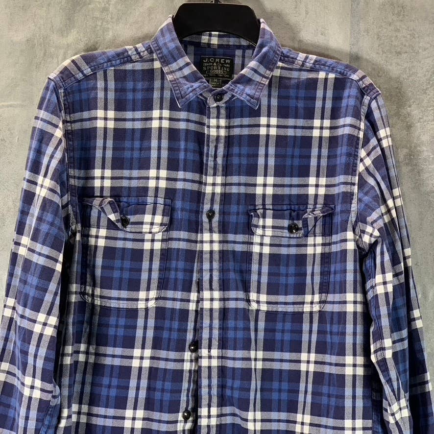J.CREW Men's Blue Plaid Button-Up Long-Sleeve Shirt SZ M