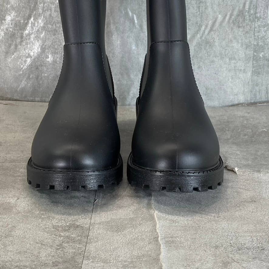 STYLE & CO Women's Black Millyy Buckled Cold-Weather Slip-On Rain Boots SZ 6